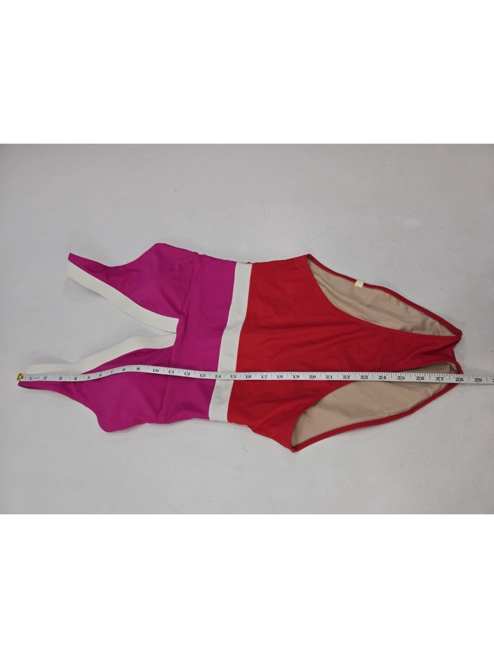 summersalt Pink and Red One-Piece Swimsuit with White Trim - Picture 6 of 6